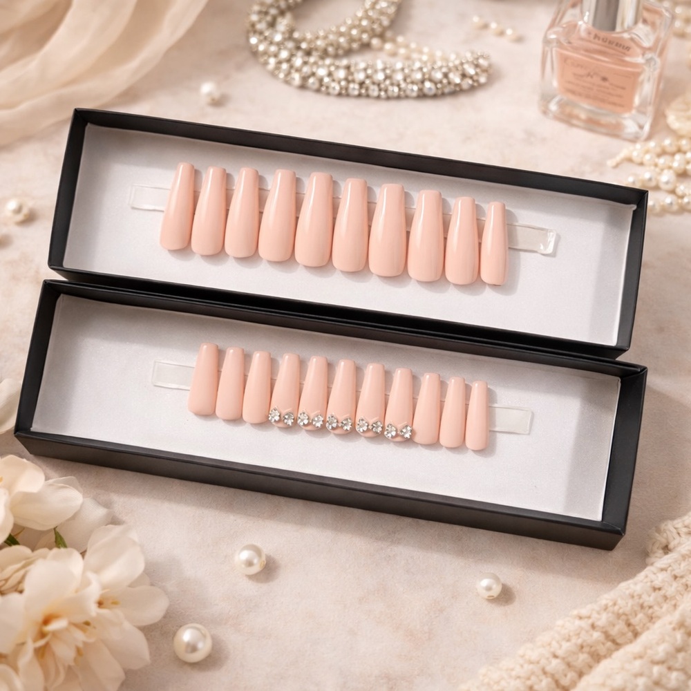 Handmade Pink Press On Nail Set